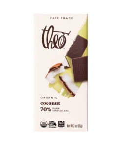 coconut 70% dark chocolate bar