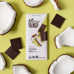 coconut 70% dark chocolate bar