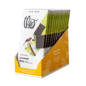 coconut 70% dark chocolate bar